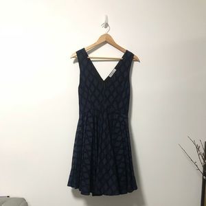 Sandro navy v neck fit and flare night out dress